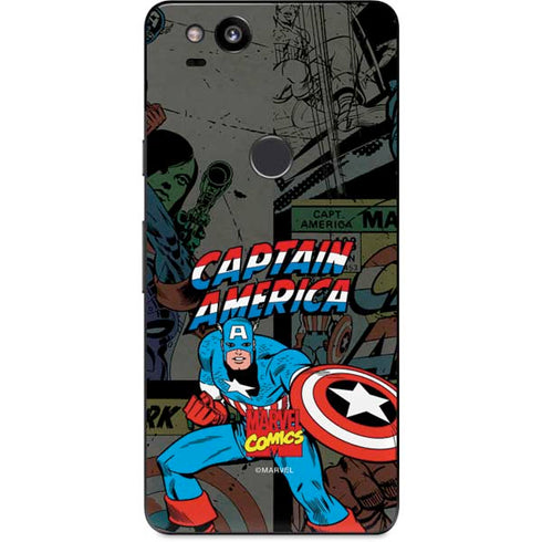 Marvel Classic Comics Captain America Vintage Google Pixel 2 Skin